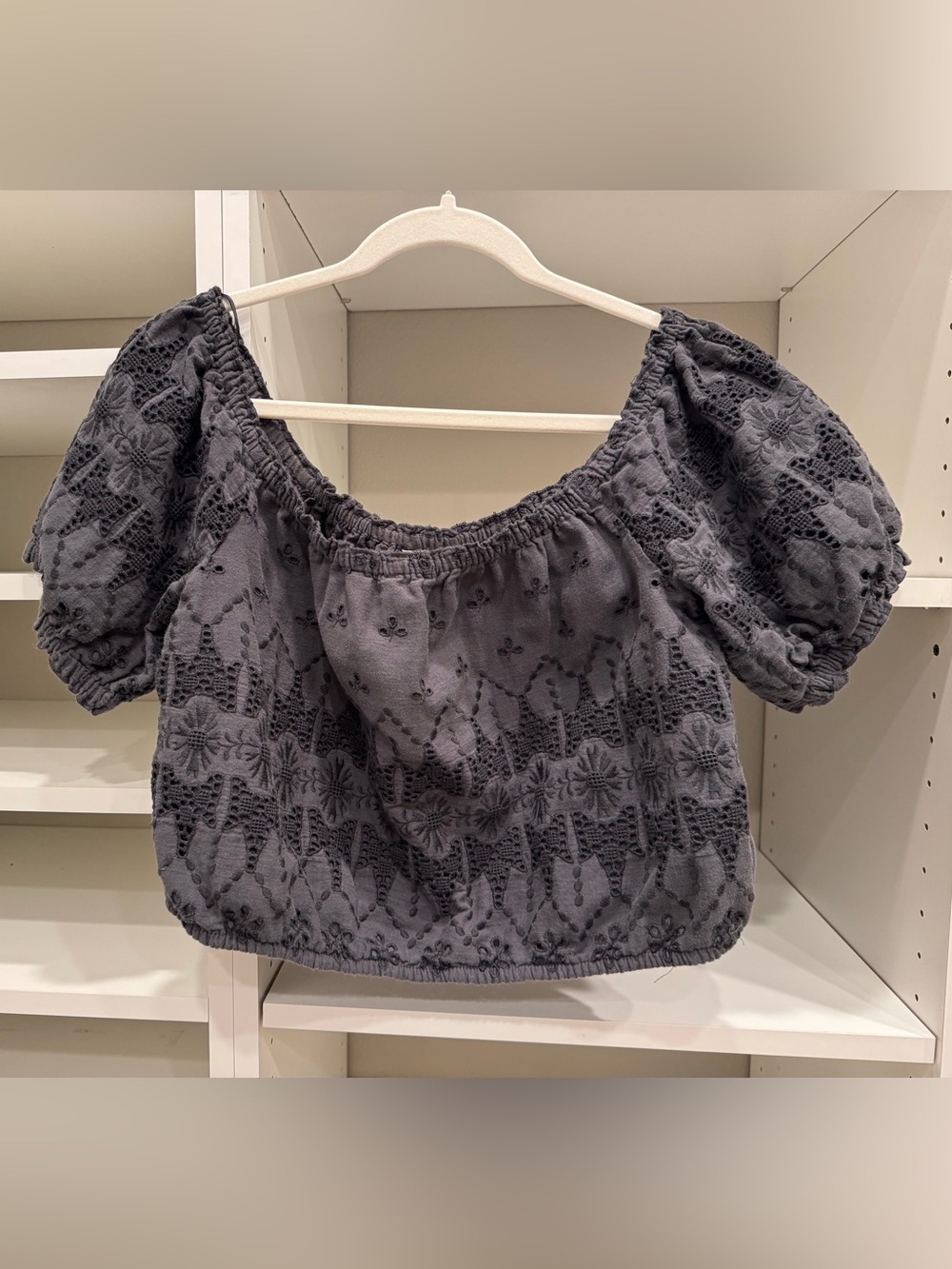 Lucky Brand Off The Shoulder Lace Crop Top, Size L